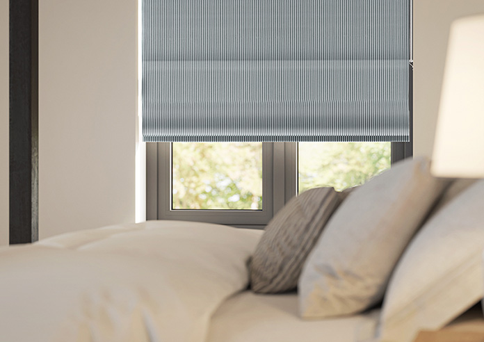 Nautical Stripes, Salt Black - Motorised Roman Blind - Image 5